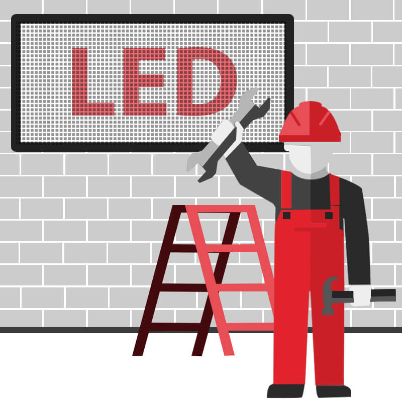 Монтаж светодиодного экрана, установка бегущей строки шеф-монтаж